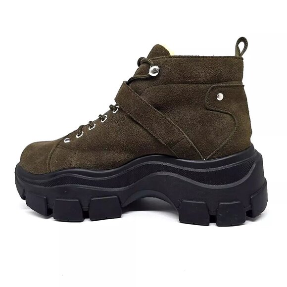 Jeffrey Campbell Accel Boot Lugged Sole Faux Fur Lined Ankle Booties Wms Size 9 - Picture 6 of 12